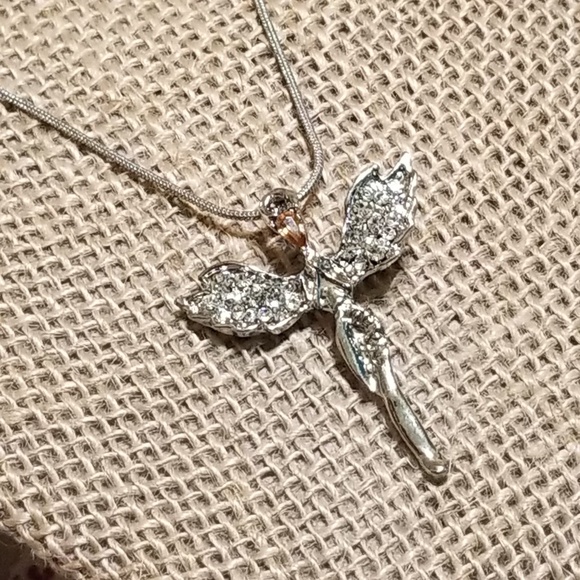 Silver Crystal Angel Necklace - Picture 7 of 7